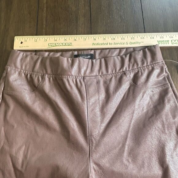 Sanctuary Anthropologie Brown Faux Leather High Rise Pull On Leggings Pants L - Picture 3 of 7